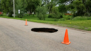 Sinkhole Shuts Down Wymore City Street