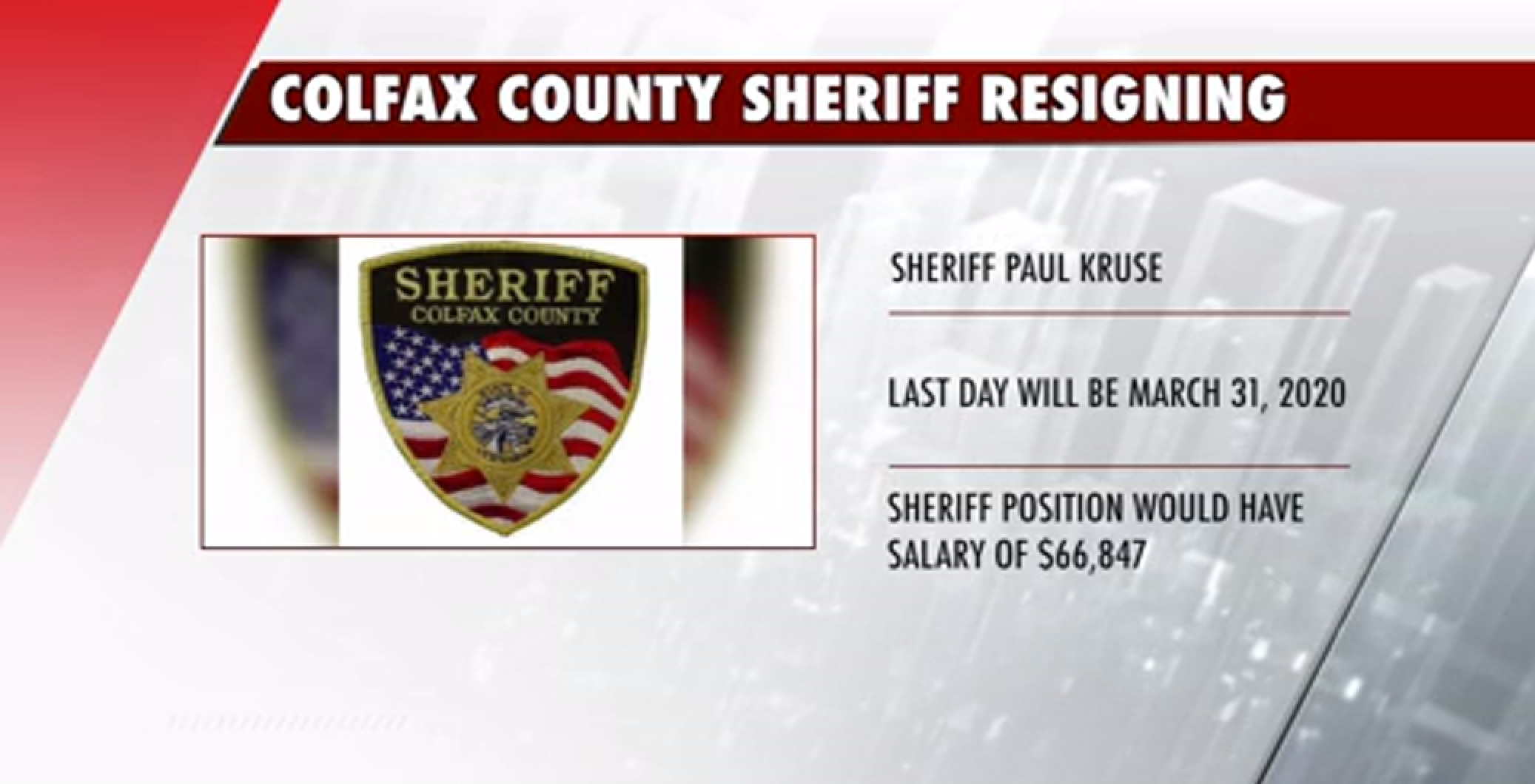 Colfax County Sheriff Paul Kruse resigns PLATTE VALLEY NEWS CHANNEL