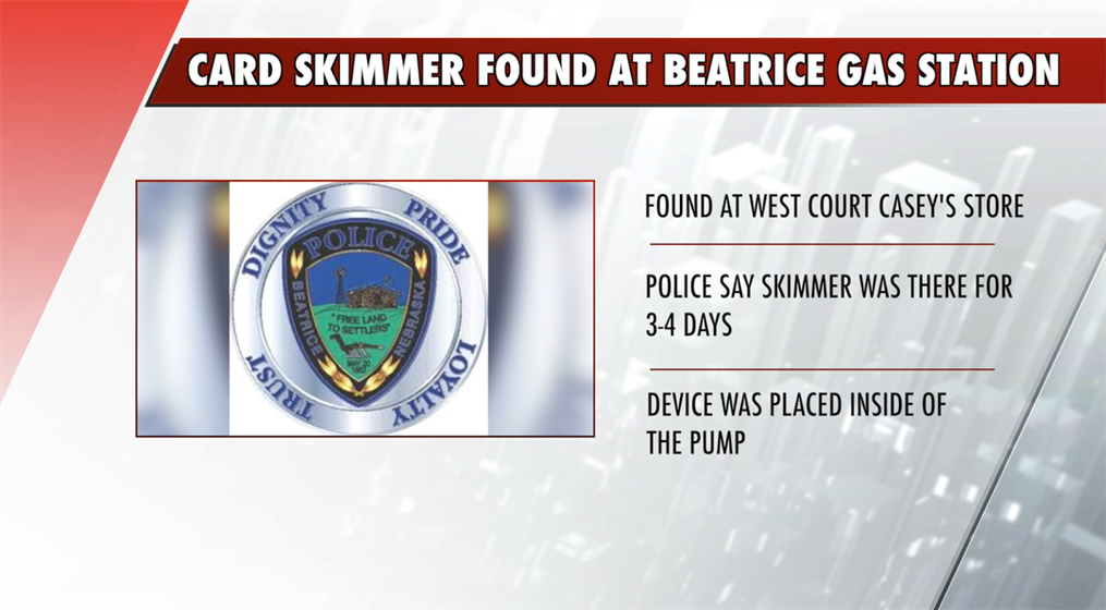 Card skimmer found at Caseys General Store in Beatrice
