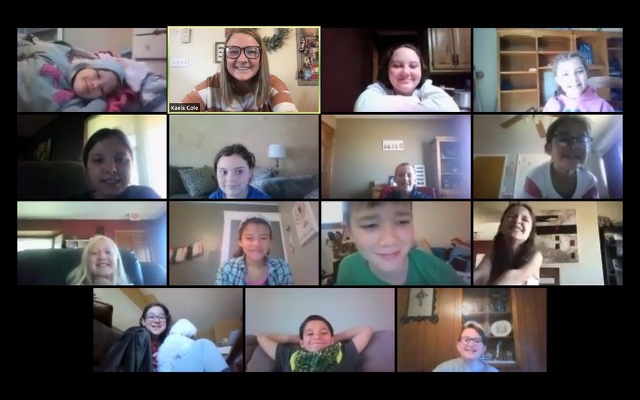 Sidney North Elementary Teacher, Ms. Kaela Cole, hosts her class over Zoom on Wednesday.