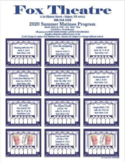 The Fox Theatre in Sidney announced their annual summer matinee lineup on Friday night.