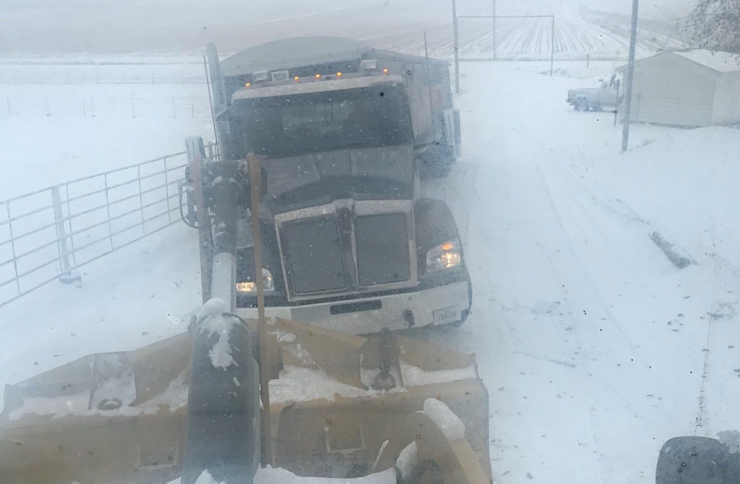 Cameron Korth's truck got stuck outside Randolph as Korth was trying to take care of cattle on Sunday.