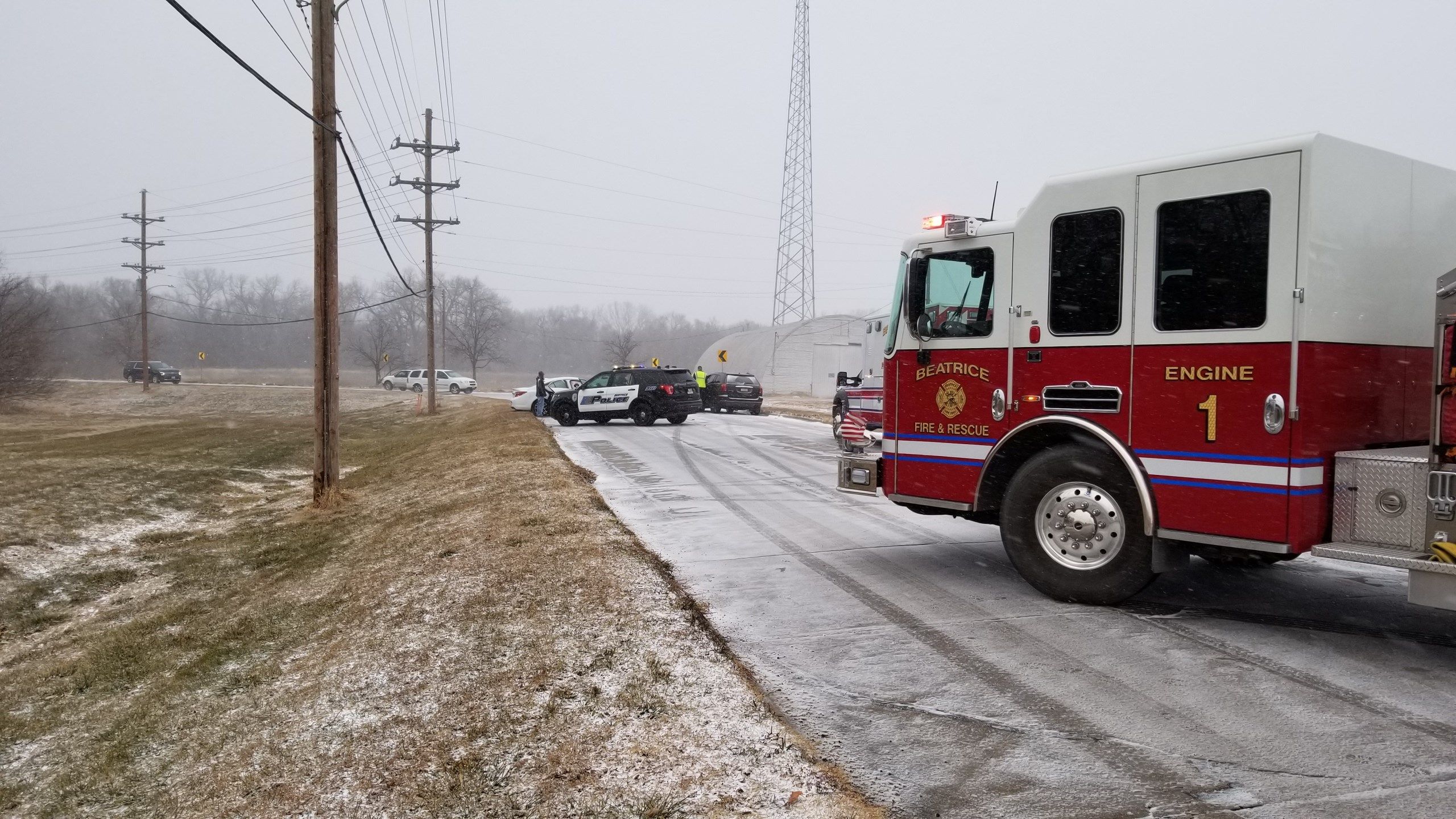 Two accidents in Beatrice during snowy conditions, injure four people
