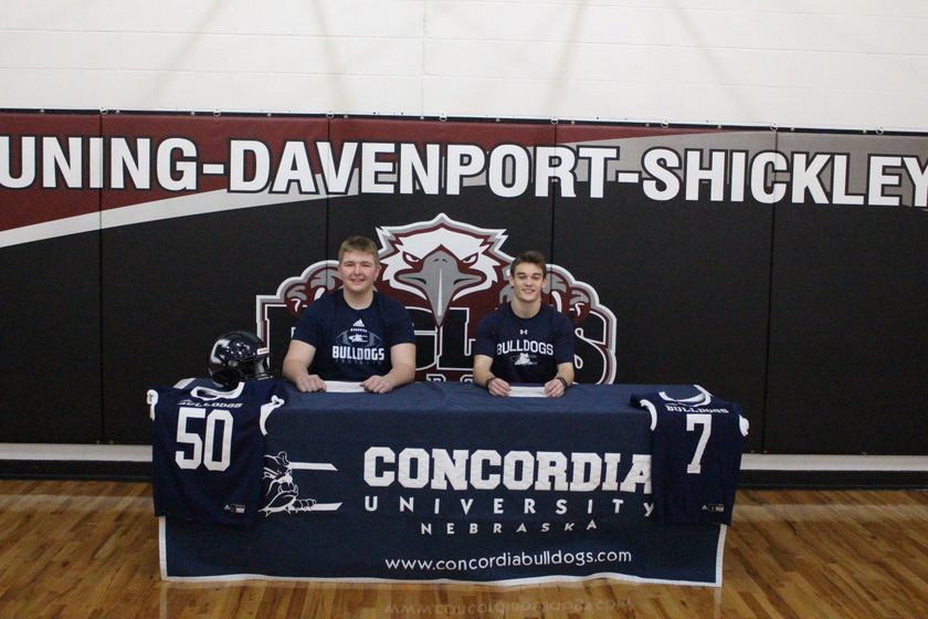 Blake Schlegel and Dominic Philippi of BDS sign to play football at Concordia (NE) University