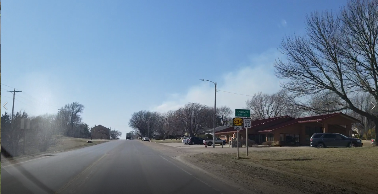Grass fire smoke, west of Hanover, Kansas