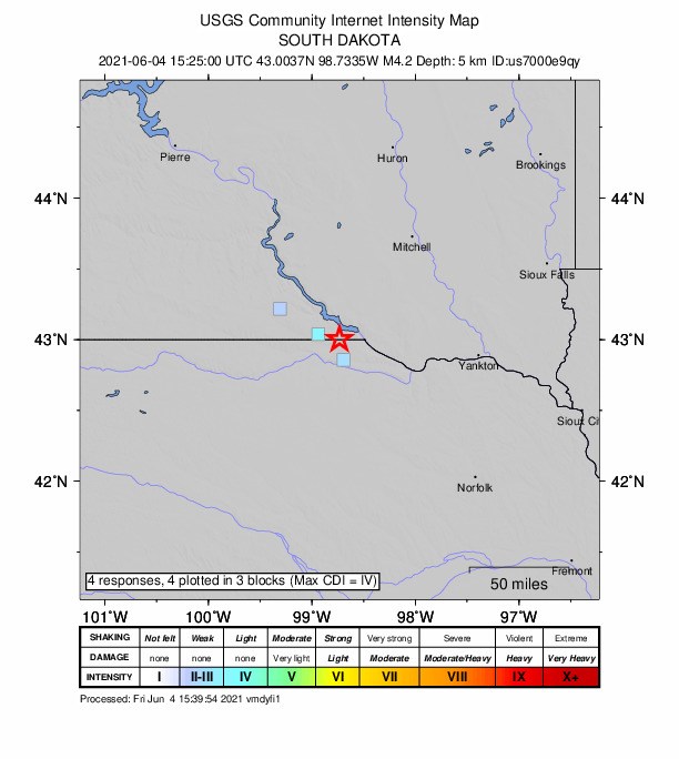 An earthquake was recorded in northern Nebraska on Friday