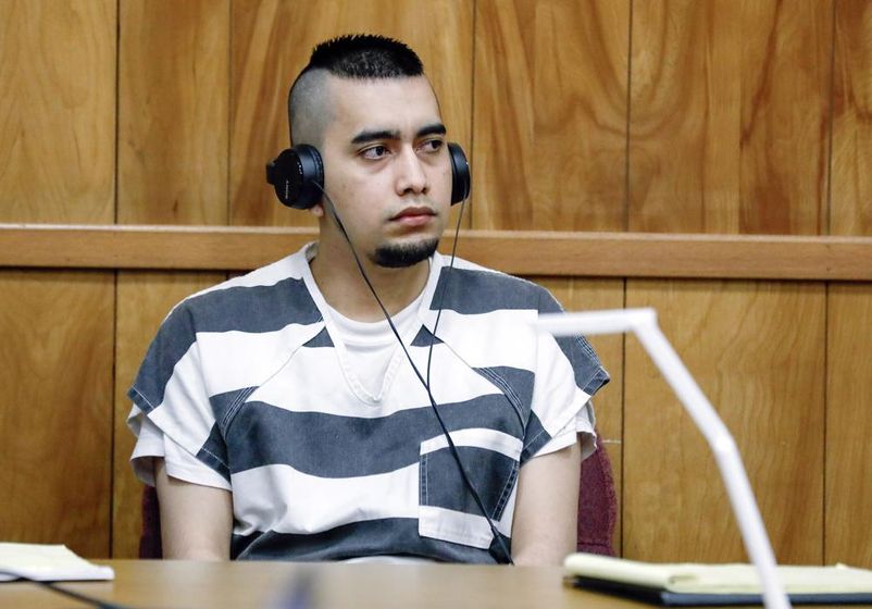 FILE - In this July 15, 2021, file photo, Cristhian Bahena Rivera appears during a hearing at the Poweshiek County Courthouse in Montezuma, Iowa. Bahena Rivera was convicted of killing University of Iowa student Mollie Tibbetts in 2018. The lead investiga