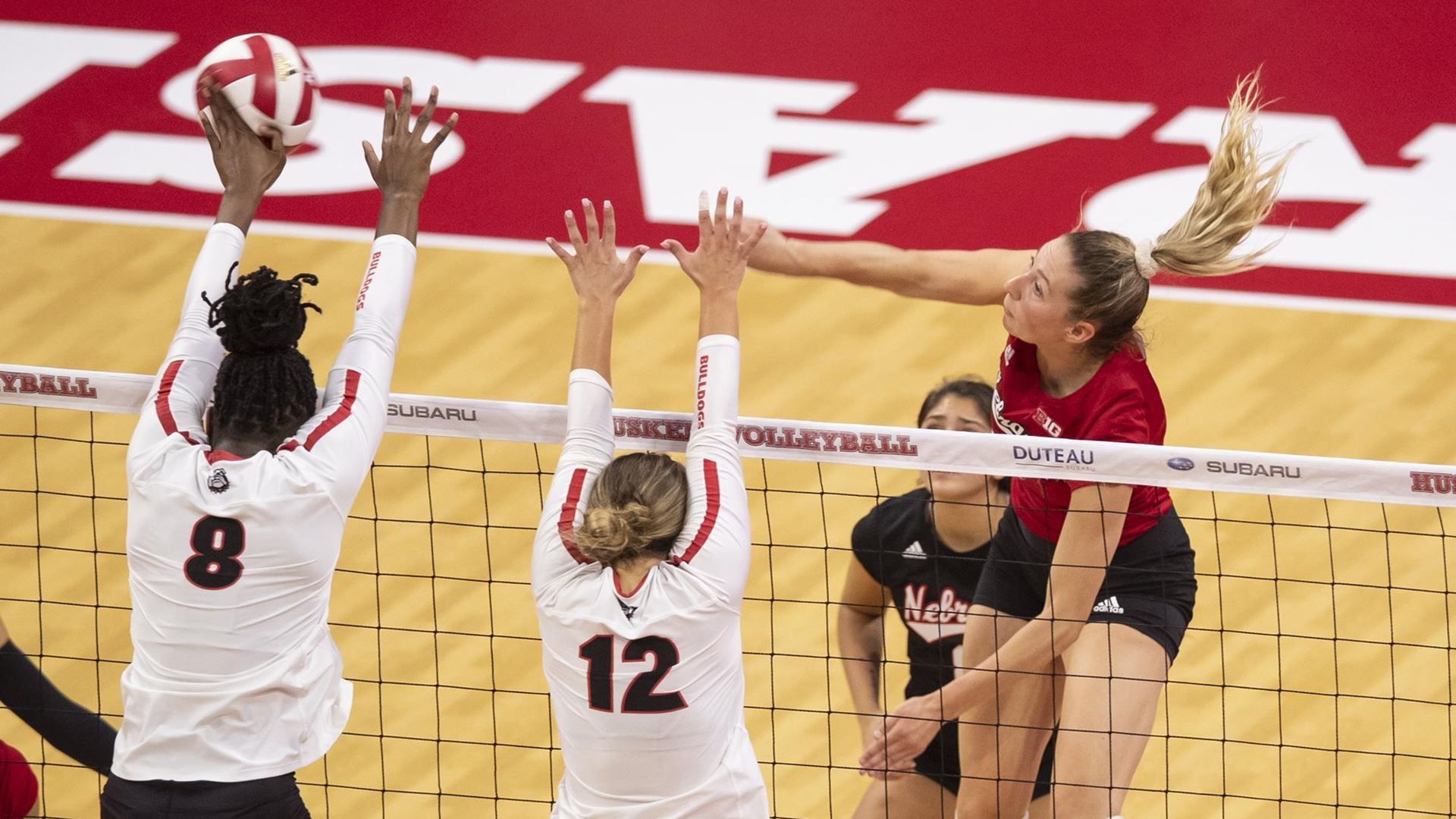 Madi Kubik had a team-leading 15 kills in Nebraska's win over Georgia.