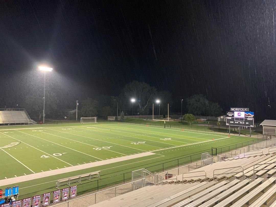Norfolk's homecoming game with Fremont was in a 7-7 tie before being postponed due to lightning