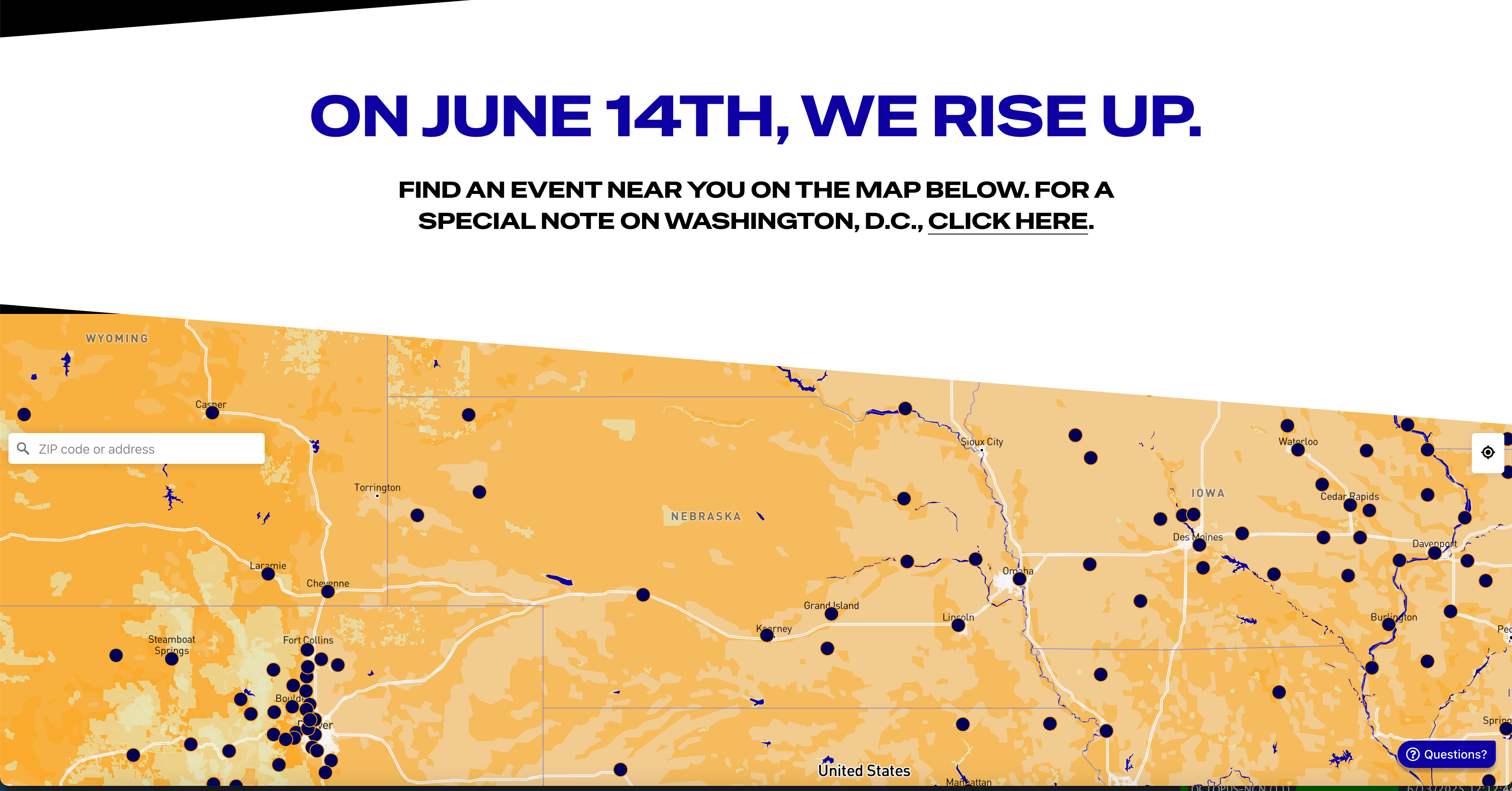 Map of Nebraska No Kings protests via nokings.org.